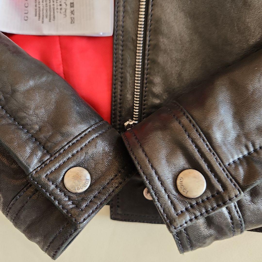 mofusand 。GUCCI ブラックレザー シングルライダース