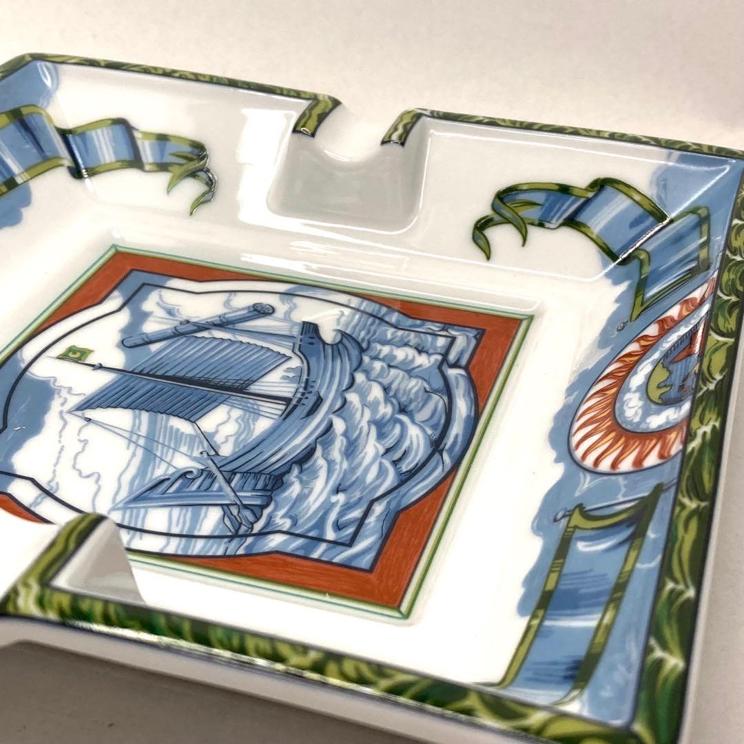 希少✨HERMES エルメス 灰皿 アッシュトレイ ブルー ホワイ 帆船