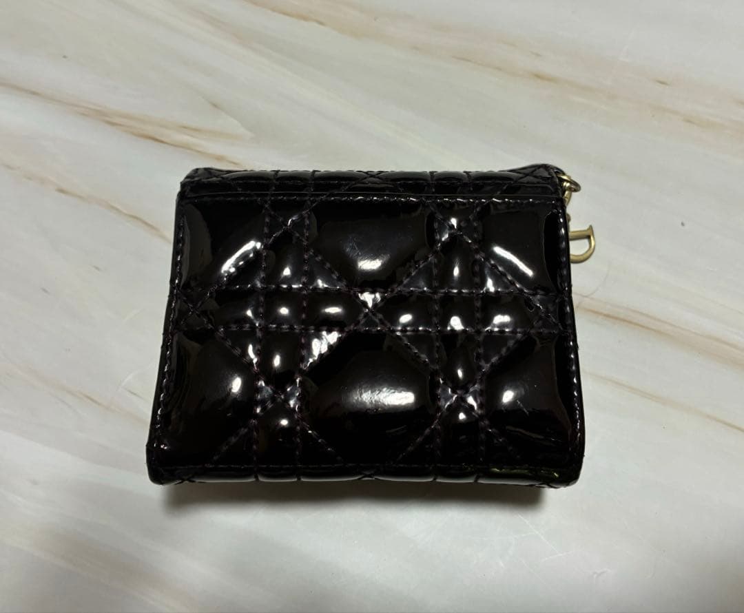 Dior ロータスウォレット パテントカーフスキン 三つ折り財布