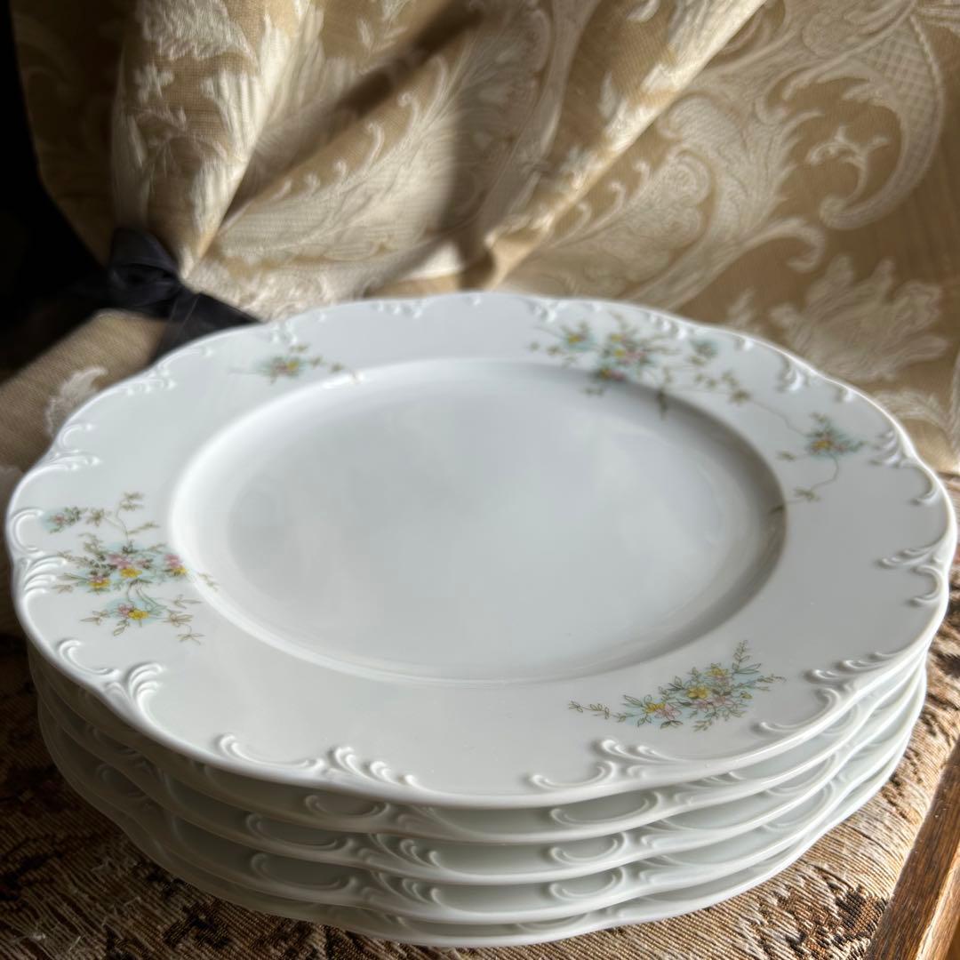 ドイツ製ROSENTHAL Catherine繊細なレリーフ花束プレート大皿5枚