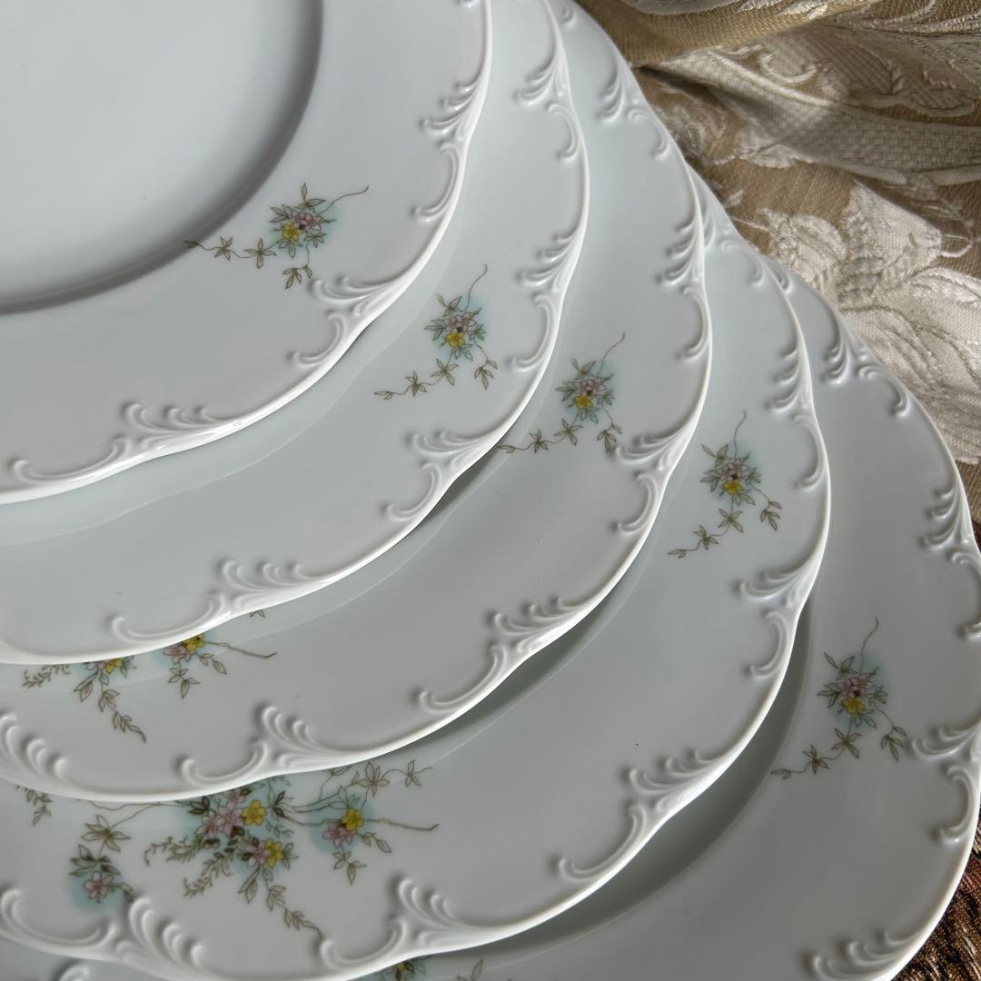ドイツ製ROSENTHAL Catherine繊細なレリーフ花束プレート大皿5枚