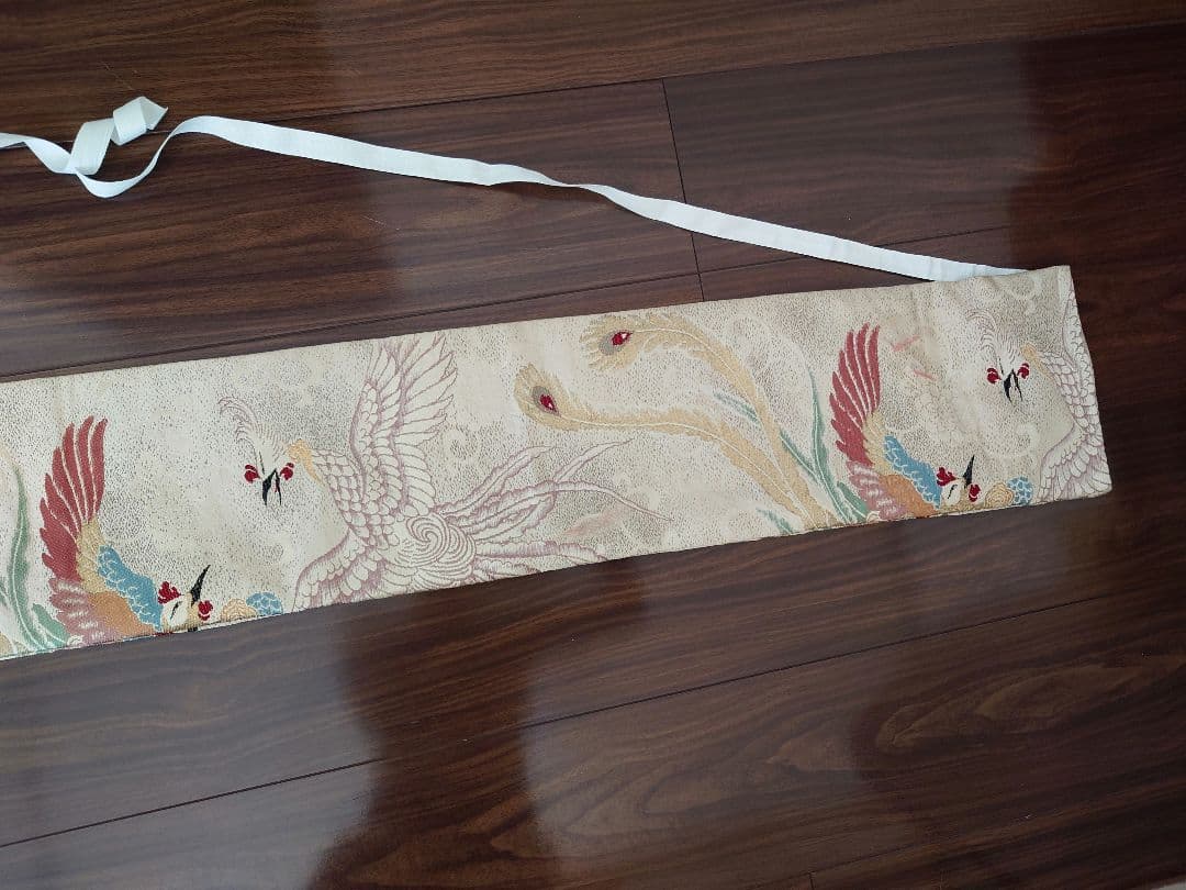 正絹袋帯からの作り帯　アンティーク　七五三ジュニア帯　鶴　だらり帯　一点物