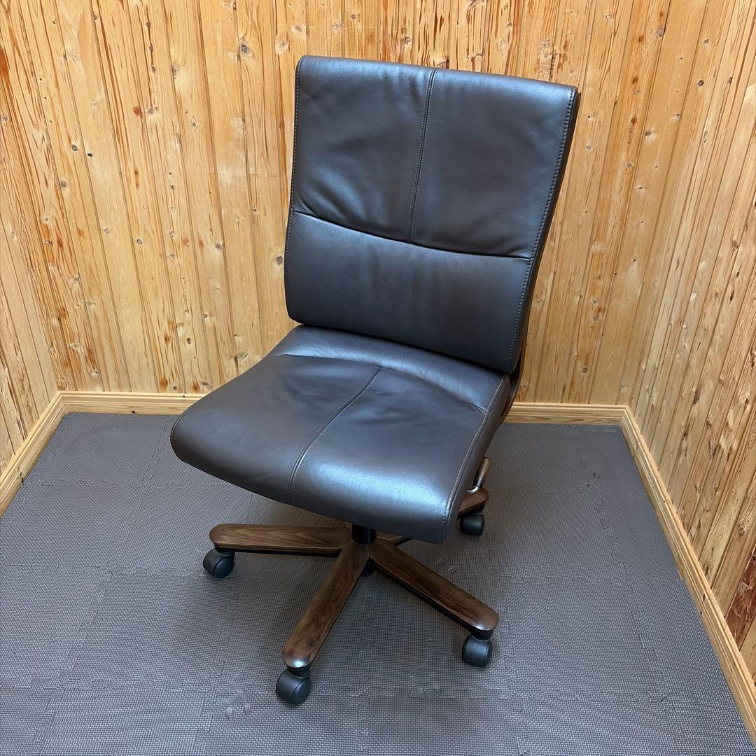 カリモク 本革 デスクチェア XT58 ダークブラウン ロッキング