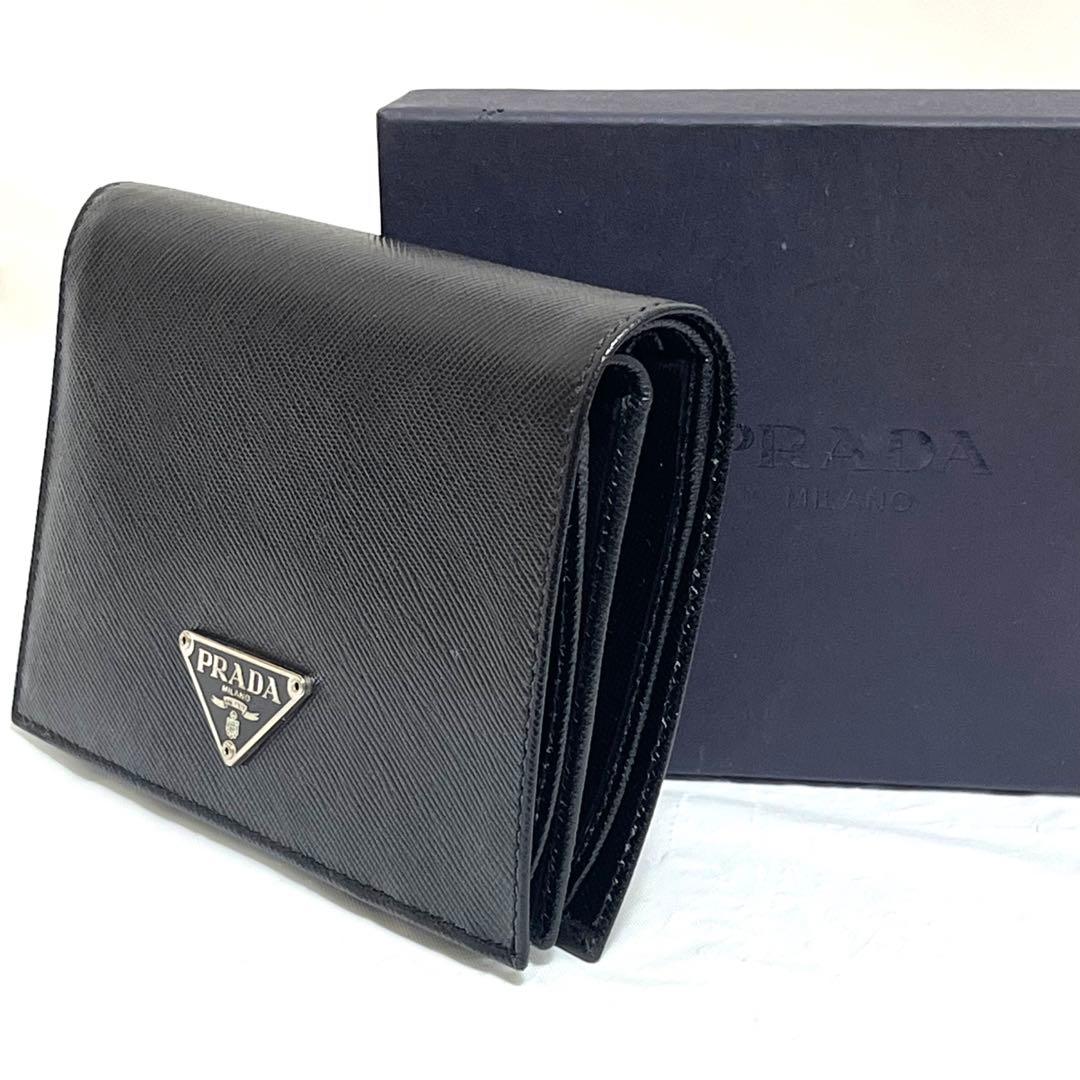 【Y.T】PRADA プラダ サフィアーノレザー 二つ折り財布 ブラック