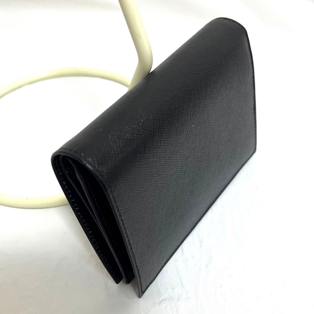 【Y.T】PRADA プラダ サフィアーノレザー 二つ折り財布 ブラック