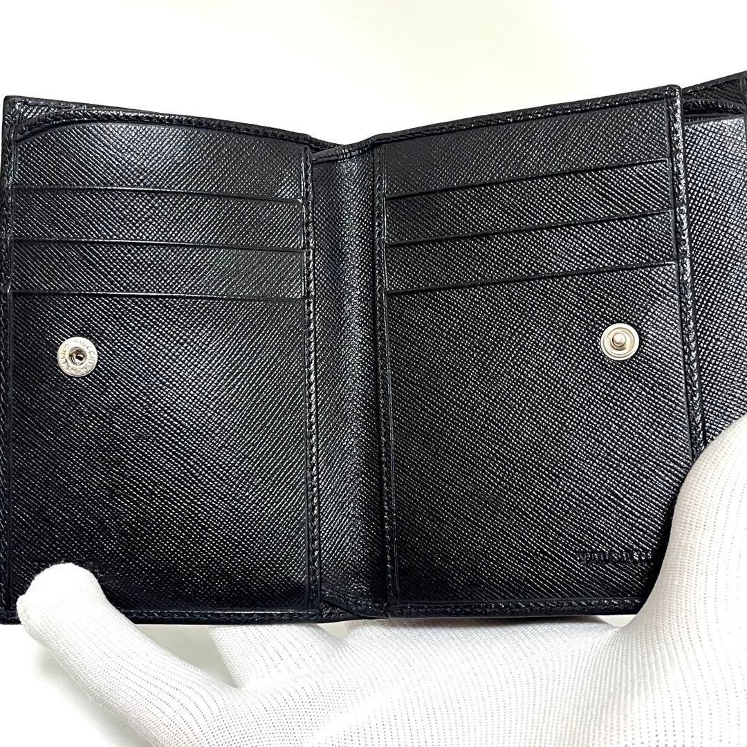 【Y.T】PRADA プラダ サフィアーノレザー 二つ折り財布 ブラック