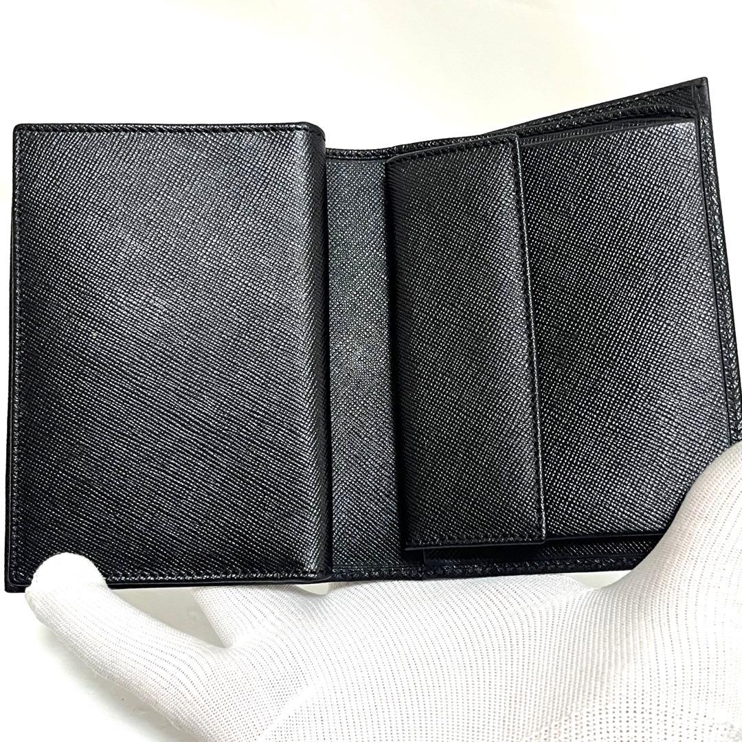 【Y.T】PRADA プラダ サフィアーノレザー 二つ折り財布 ブラック