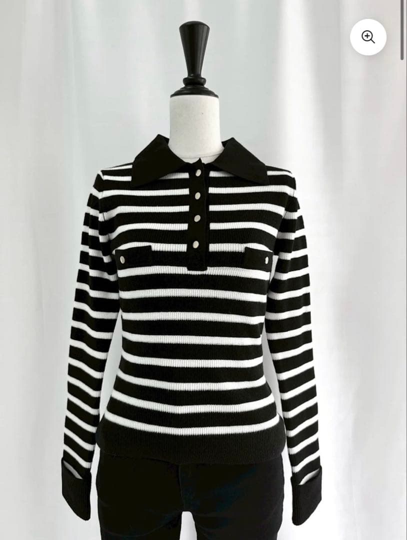 トップス DIANTE BIG COLLAR GOLD BUTTON RIB KNIT