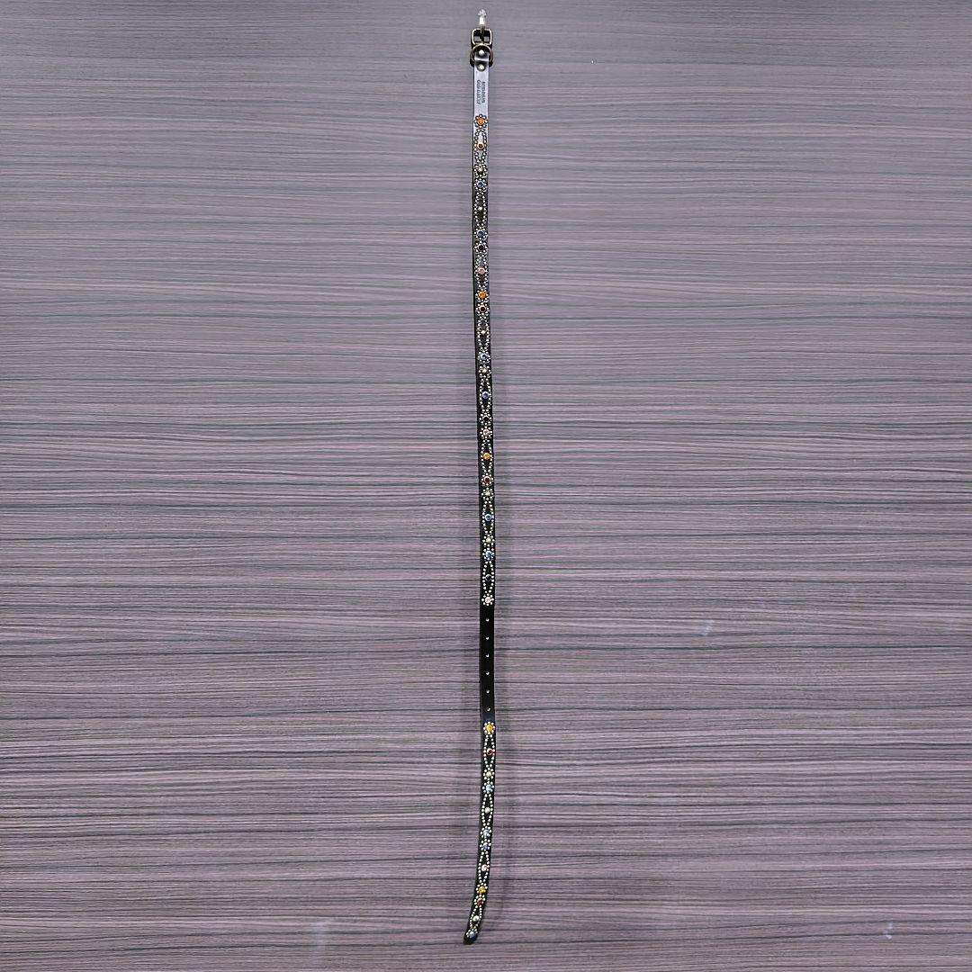 クロス虹■本革レザーフルスタッズナローベルト☆マルチアンティークゴールドブラス