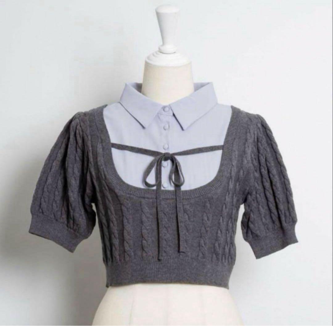 pium レイヤードケーブルニット チャコール