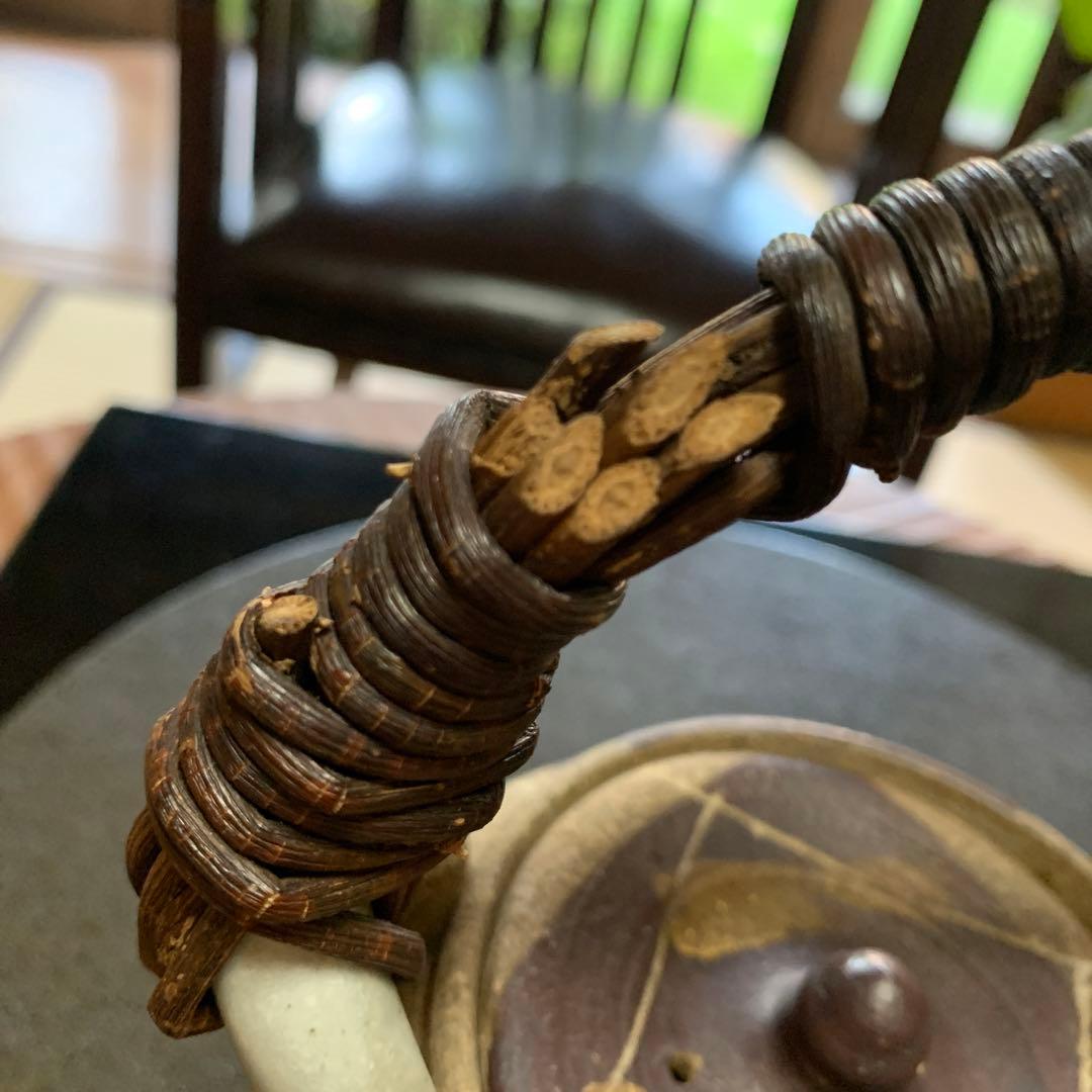 急須　陶器　蔓ハンドル　作家物　蔓細工　未使用に近い美品