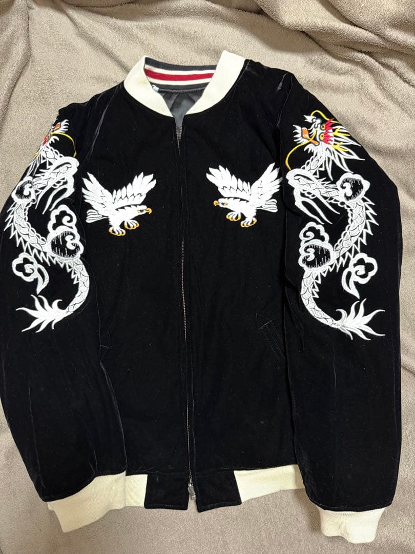 未使用近 ２面用 別珍 BILLVAN 鷲龍 日本限定スカジャン サテン 美品