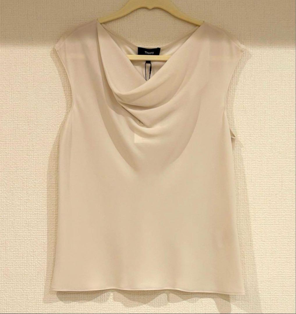 セオリー POWDER CREPE SS COWL TOP
