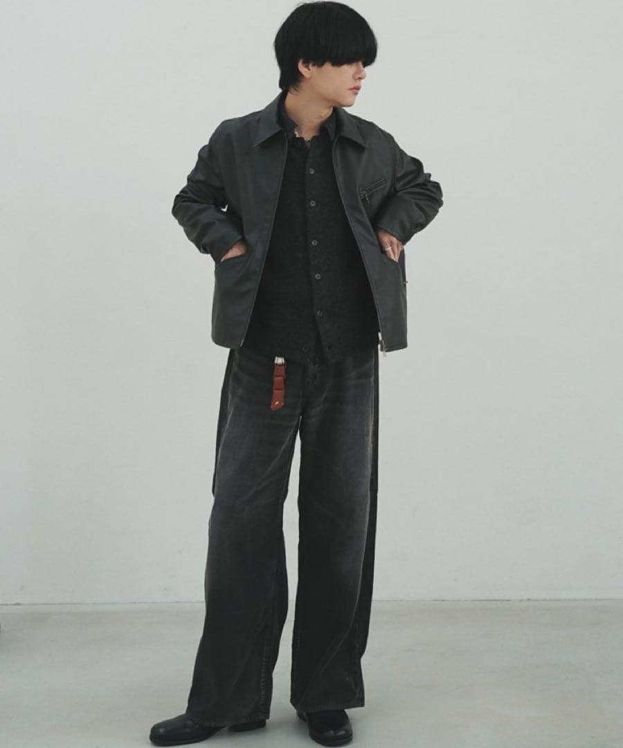 LIDNM VINTAGE WASHED LEATHER ZIP Sサイズ