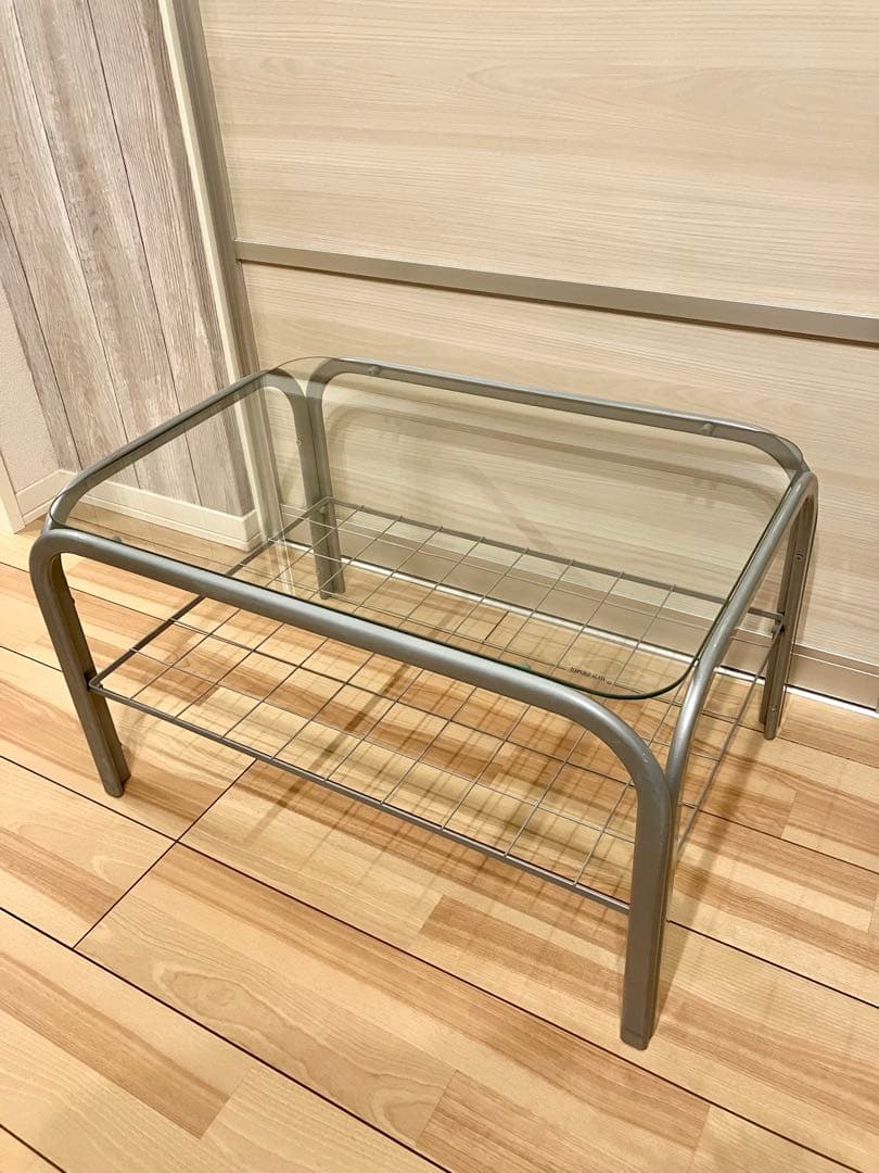 ガラス天板テーブル　グレーシルバー　ローテーブル