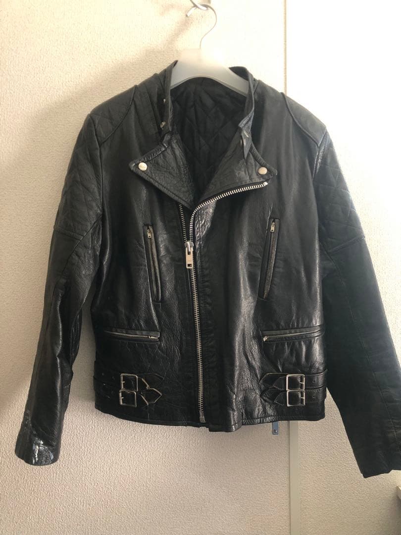 80s ヴィンテージレザーライダースジャケット uk ロンジャン