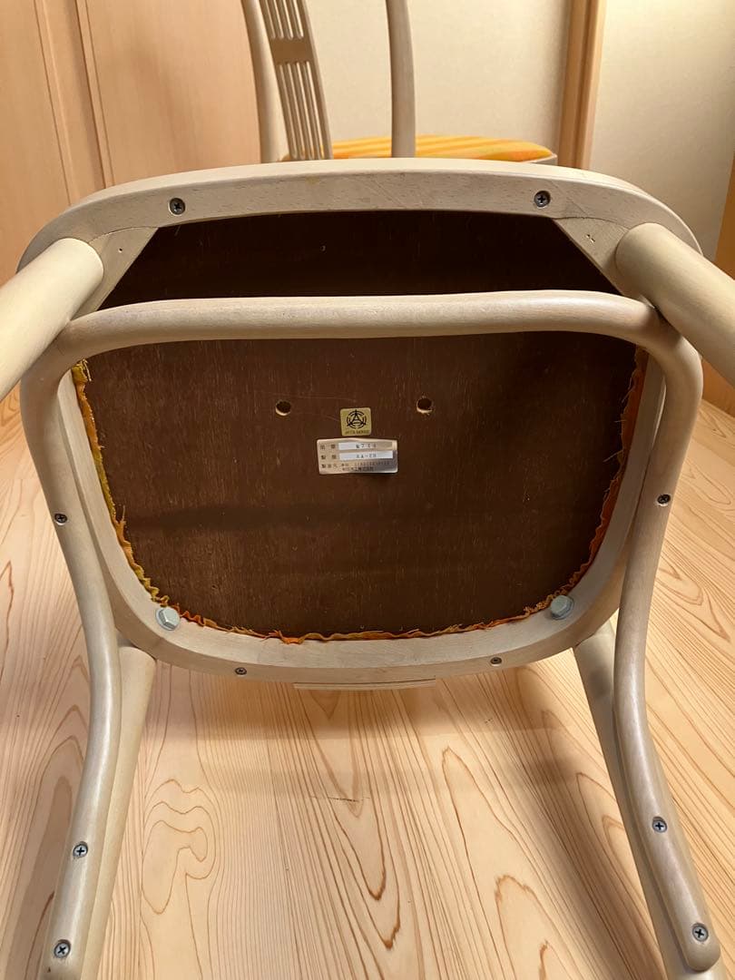 秋田木工　ダイニングチェア　シート張替え済　国産ビンテージ　北欧　曲木　椅子