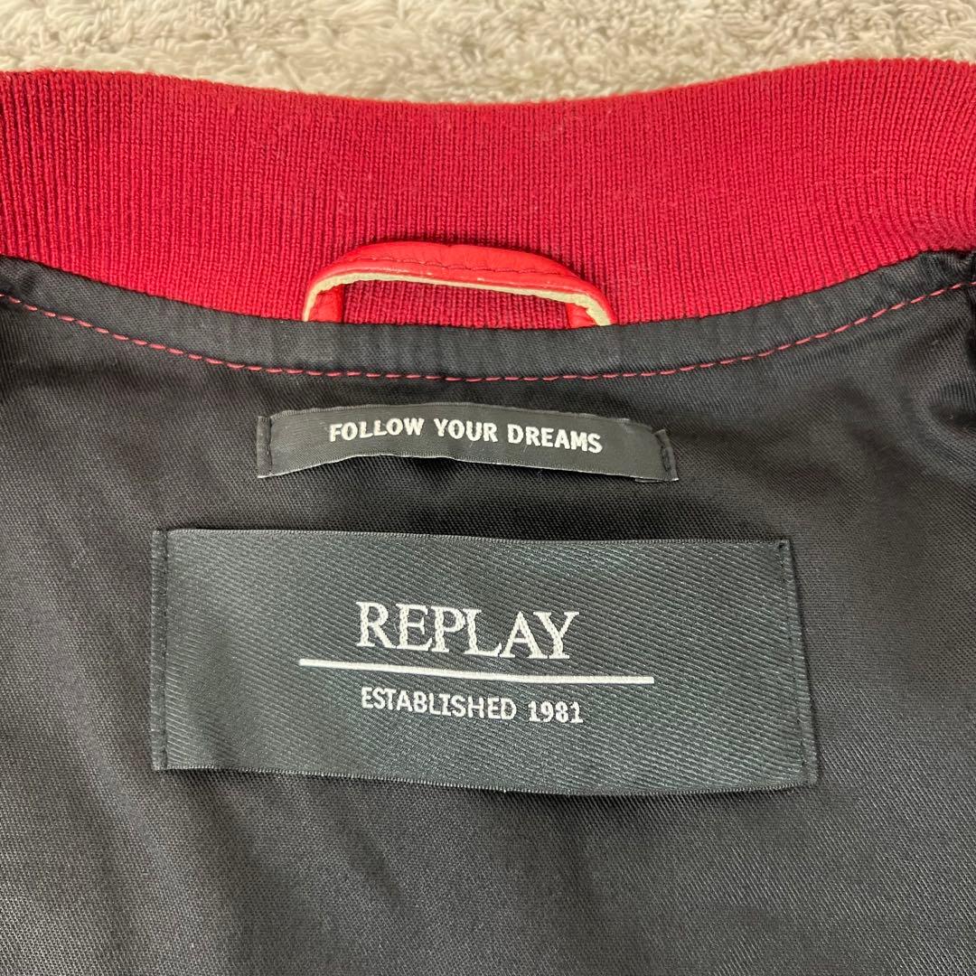 REPLAY リプレイ　レザージャケット　レッド　イタリア製　Lサイズ