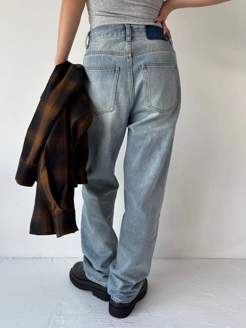 パンツ efu CUT OUT STRAIGHT DENIM
