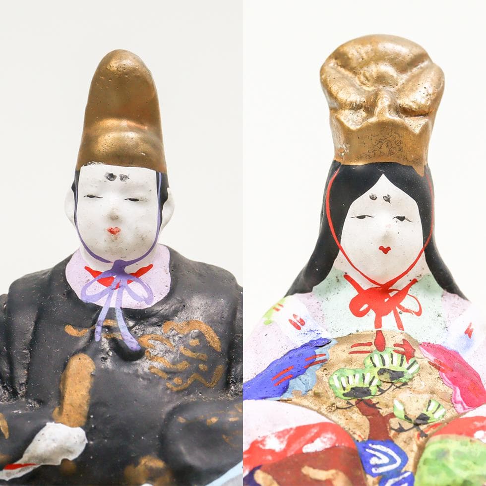 御所雛 陶製 置物 共箱