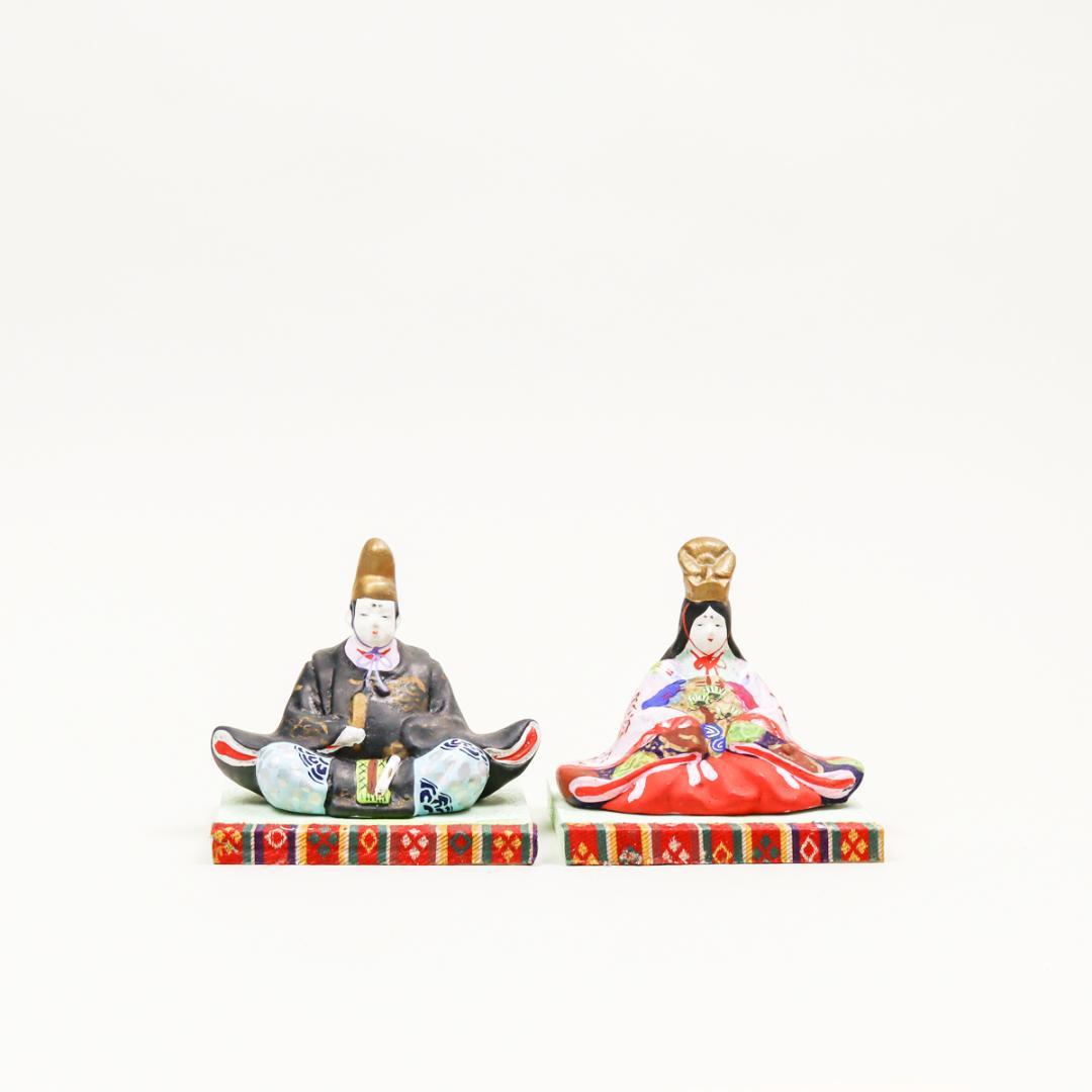 御所雛 陶製 置物 共箱