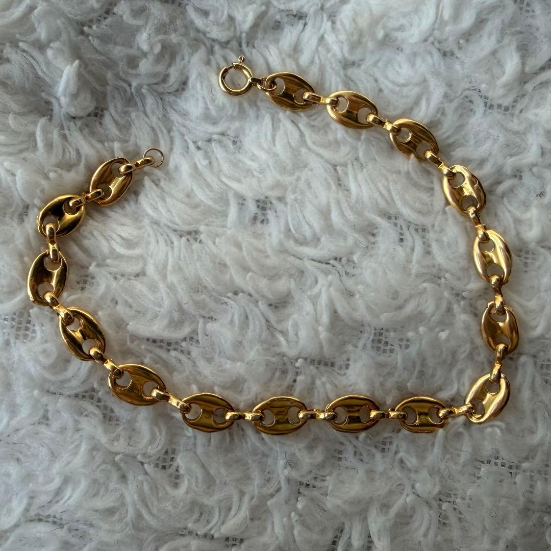 金具K18金　ゴールドリンクチェーンブレスレット　高級18金メッキ　16cm
