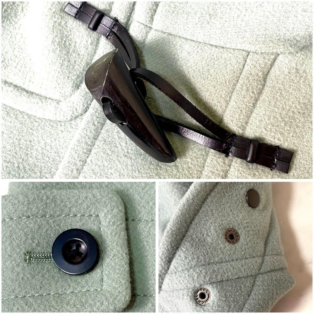 【美品】マカフィー メルトンウール ダッフルコート ブルーグリーン 36 S