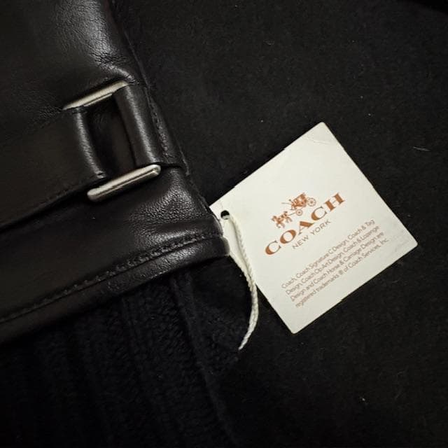 コーチ メンズ手袋 3イン1 レザー ニットグローブ/F85859（XL）