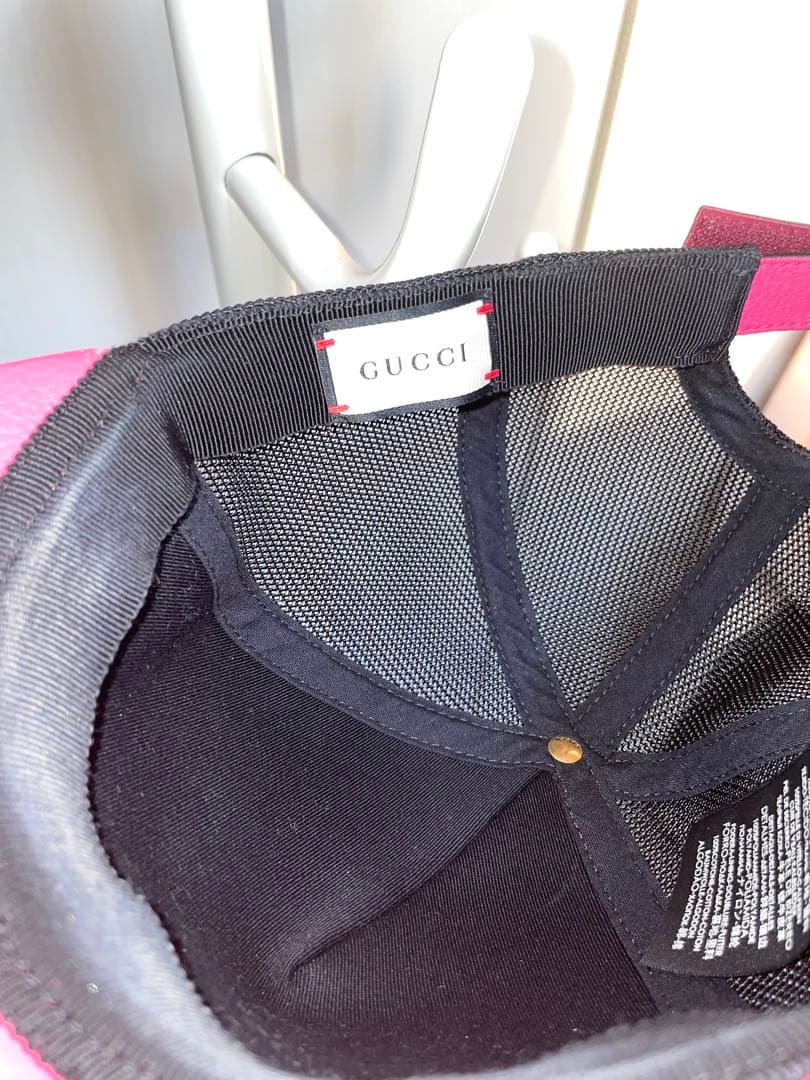 GUCCI ピンク ベースボール　キャップ　レザー