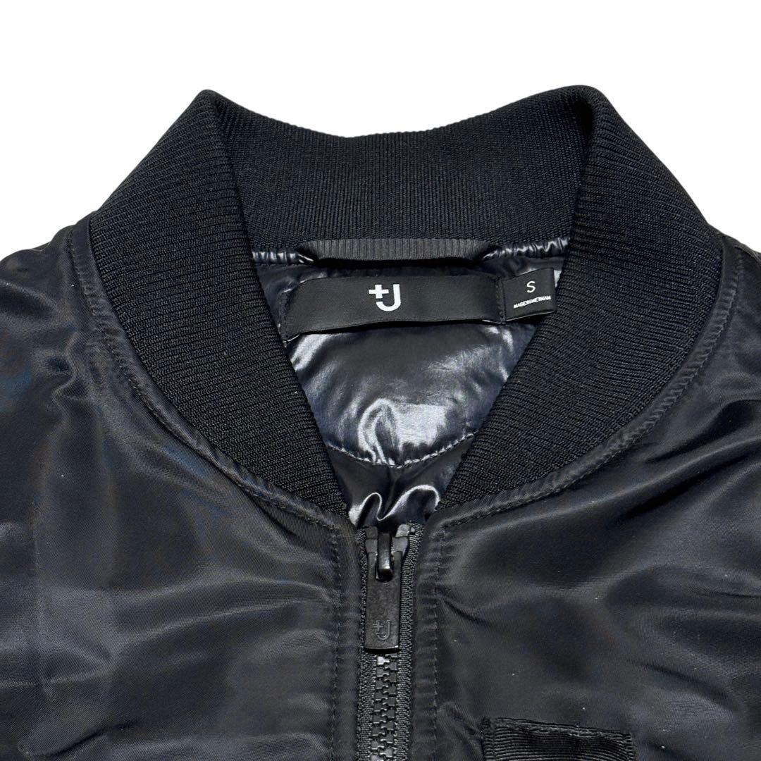 美品 UNIQLO +J ハイブリッドダウン オーバーサイズMA-1 S 黒