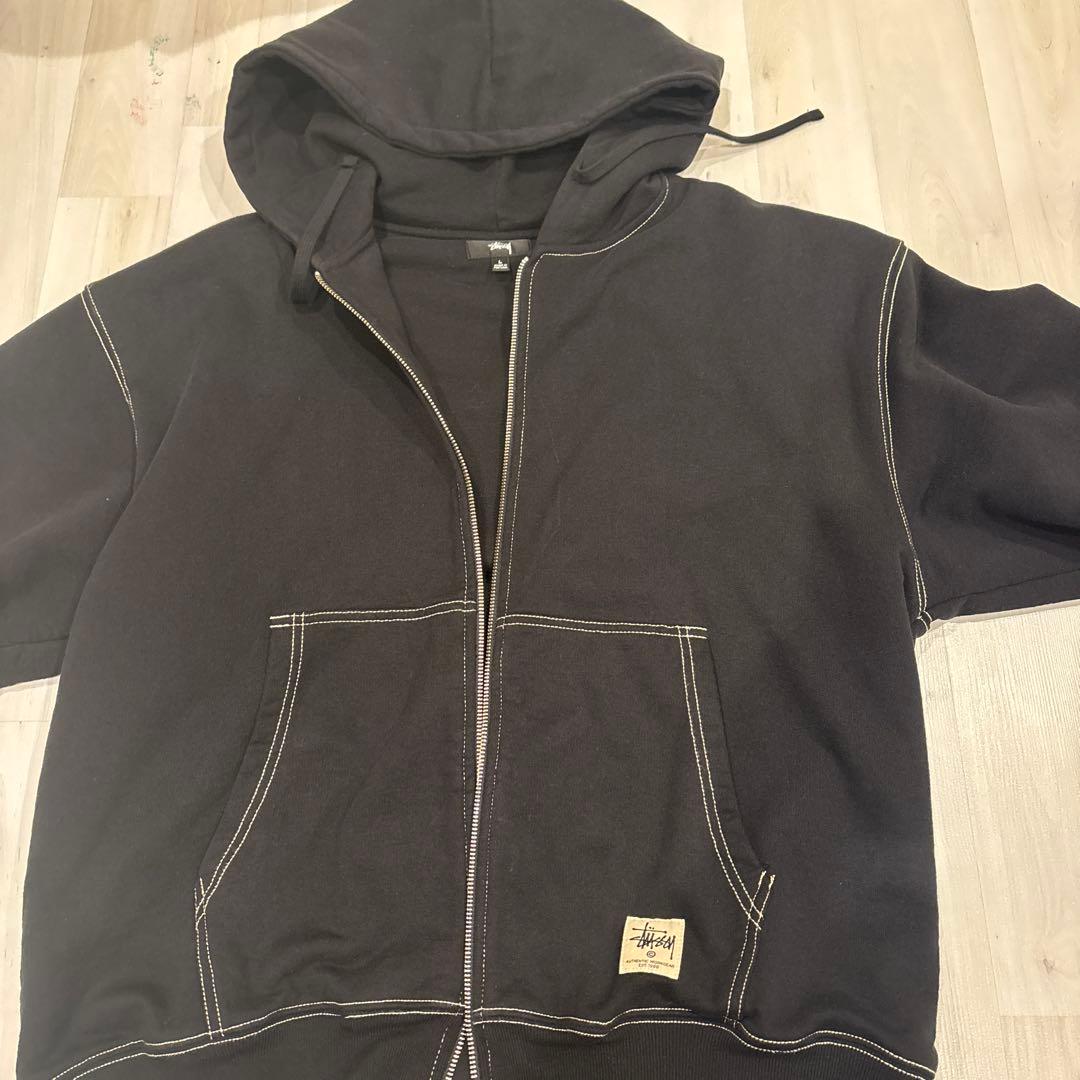 Stussy ブラック フルジップパーカー