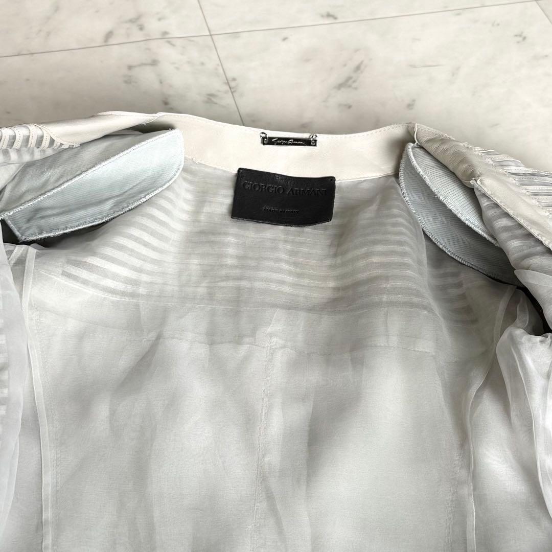美品 GIORGIO ARMANI ラムレザーコート ライトグレー S〜M相当