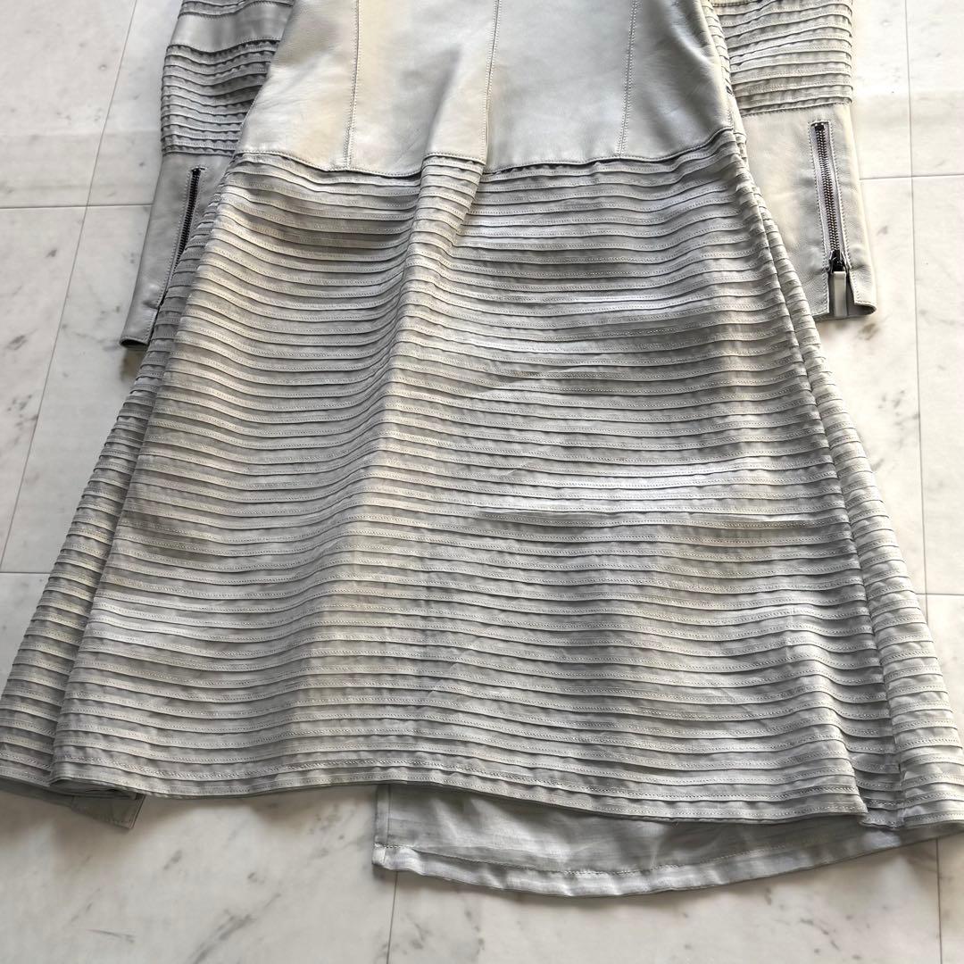 美品 GIORGIO ARMANI ラムレザーコート ライトグレー S〜M相当