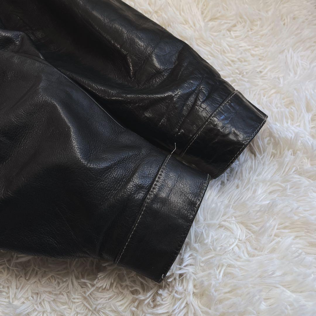 格安✨レザー　トラッカージャケット　ブラック XXLサイズ 革ジャン ライダース