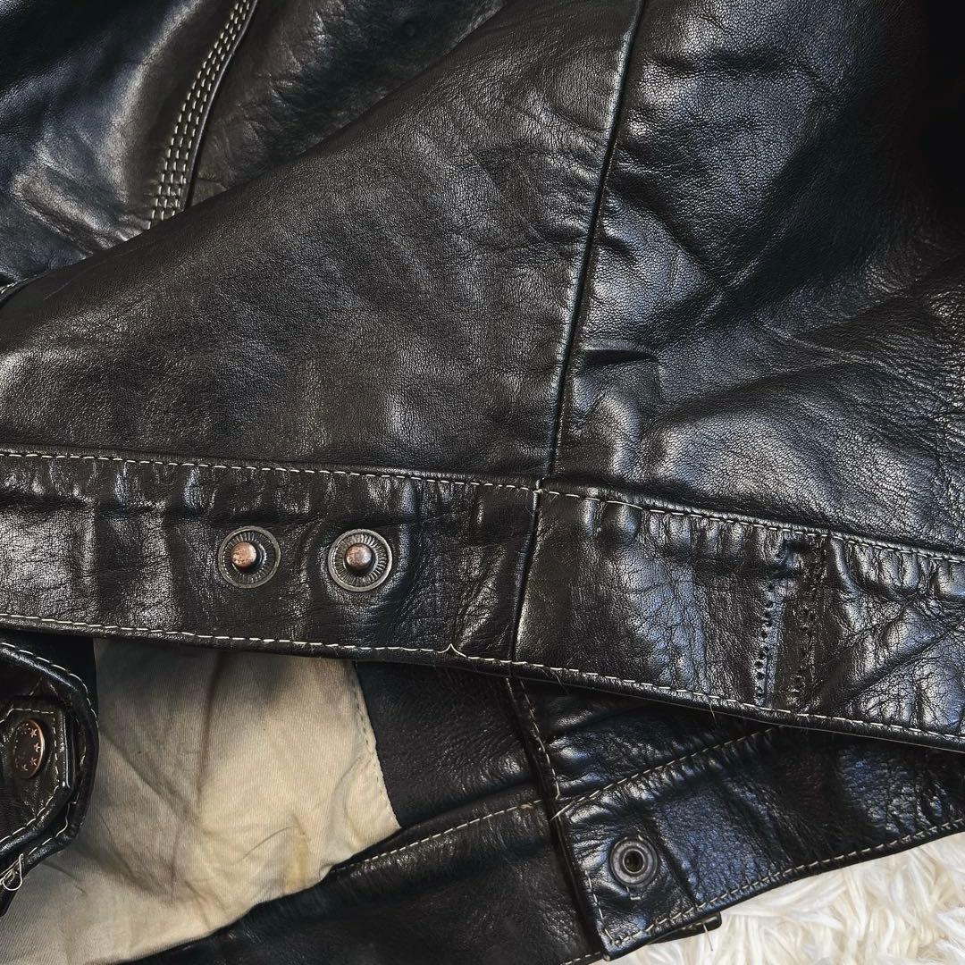 格安✨レザー　トラッカージャケット　ブラック XXLサイズ 革ジャン ライダース