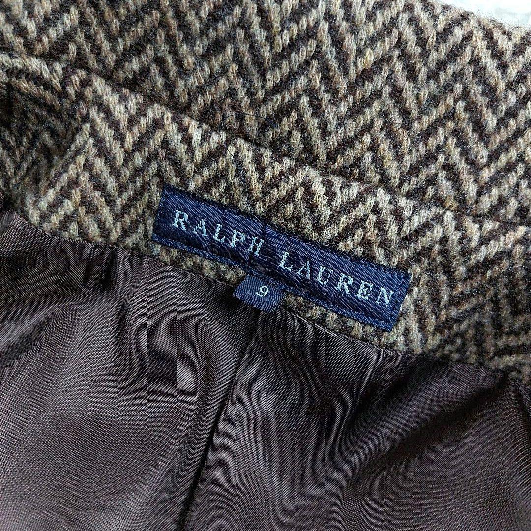 未使用級 ラルフローレン ツイード ヘリンボーン　肉厚ウール ダブルロングコート
