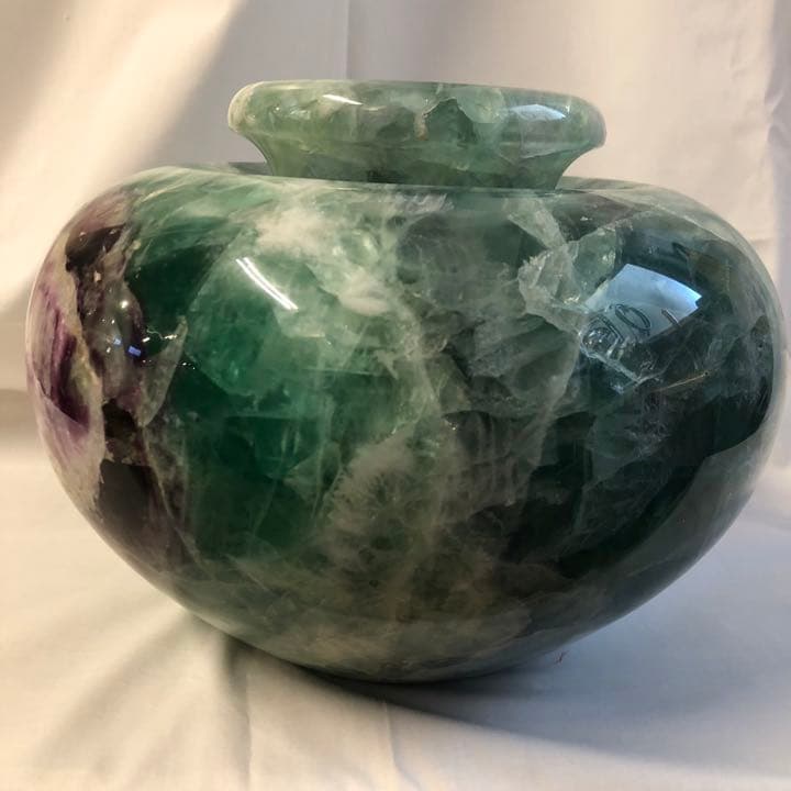 天然フローライト 花器 花瓶 花壺