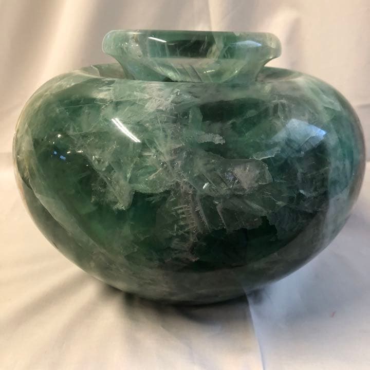 天然フローライト 花器 花瓶 花壺