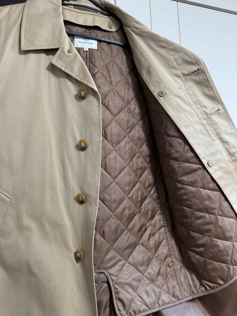 ★カズ★【BEAMS HEART】撥水ステンカラーコート キルティング内装