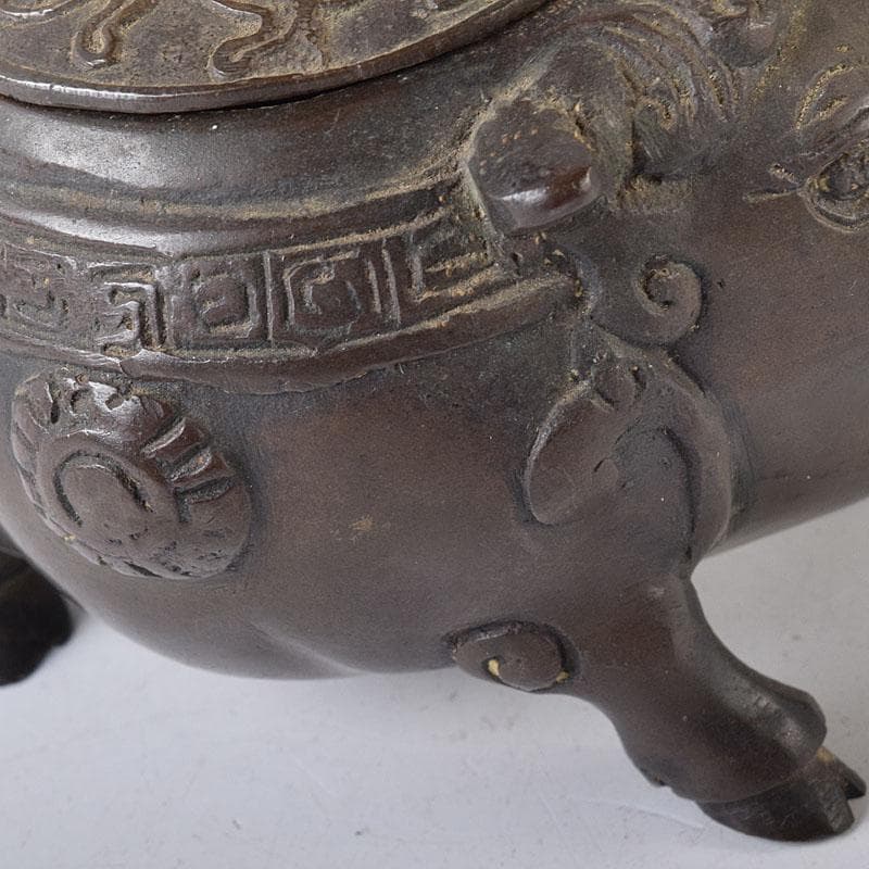 中国　古銅　唐銅　神獣五重塔　香炉　M　R8731