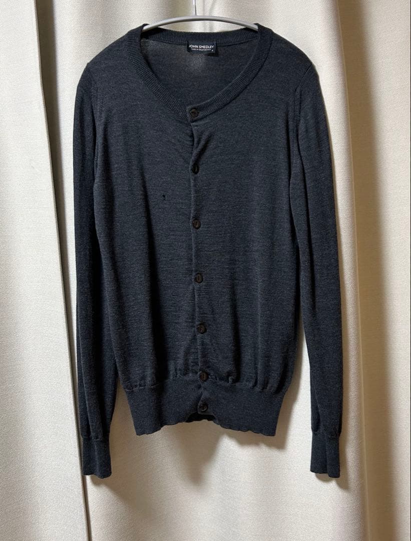 ジョンスメドレー　クルーネックカーディガン　ダークグレー　Ｓサイズ