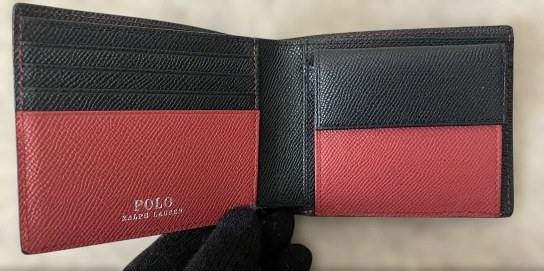 Ralph Lauren 二つ折り財布 ブラック×レッド