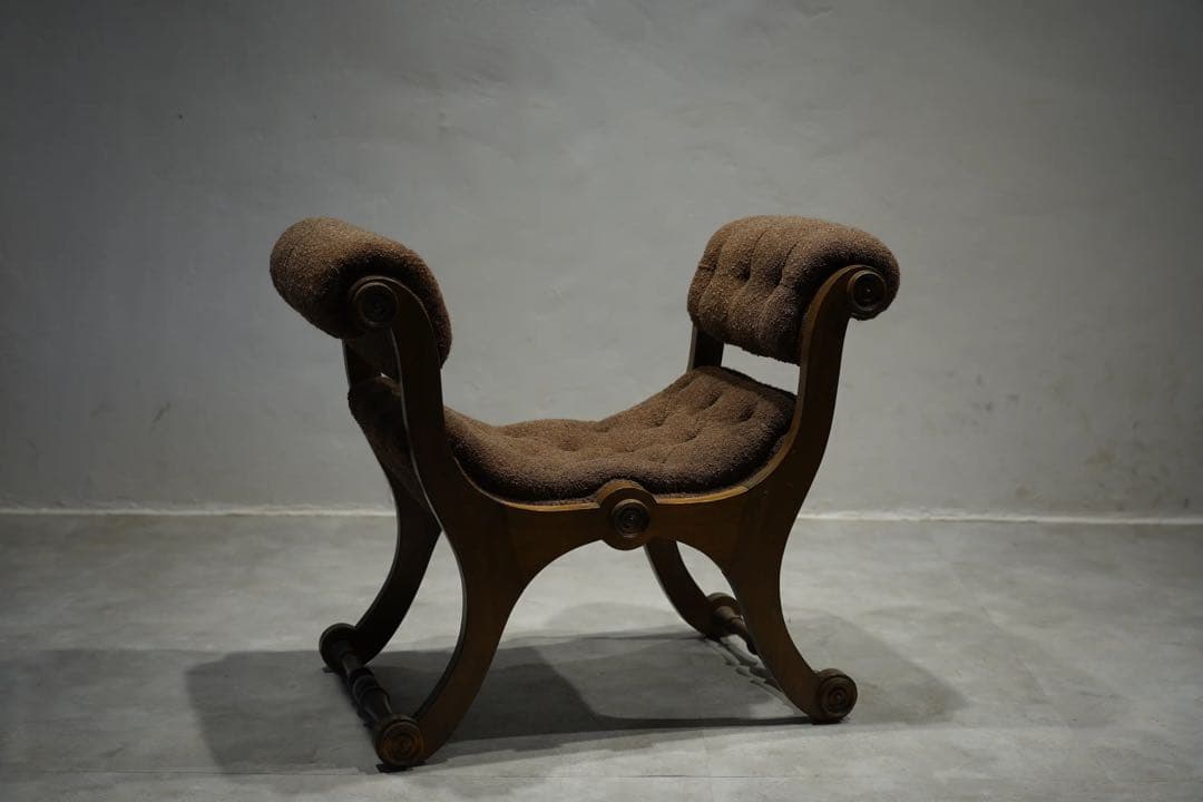 英国　オットマン　スリッパチェア　X frame chair アンティーク