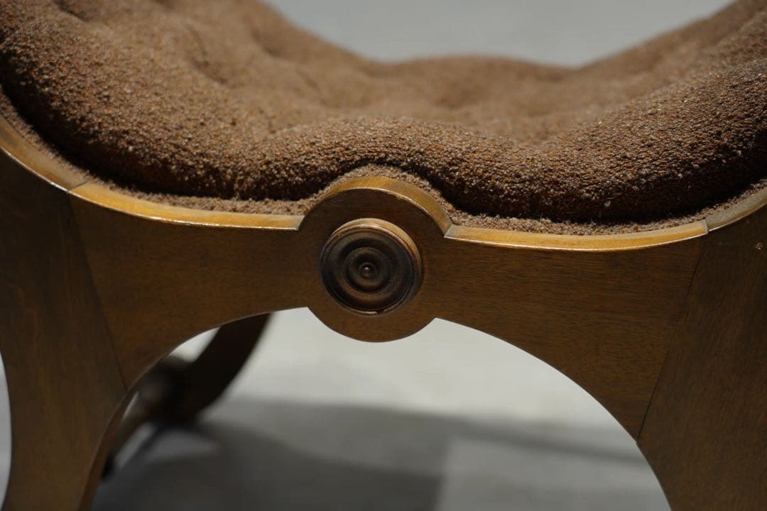 英国　オットマン　スリッパチェア　X frame chair アンティーク