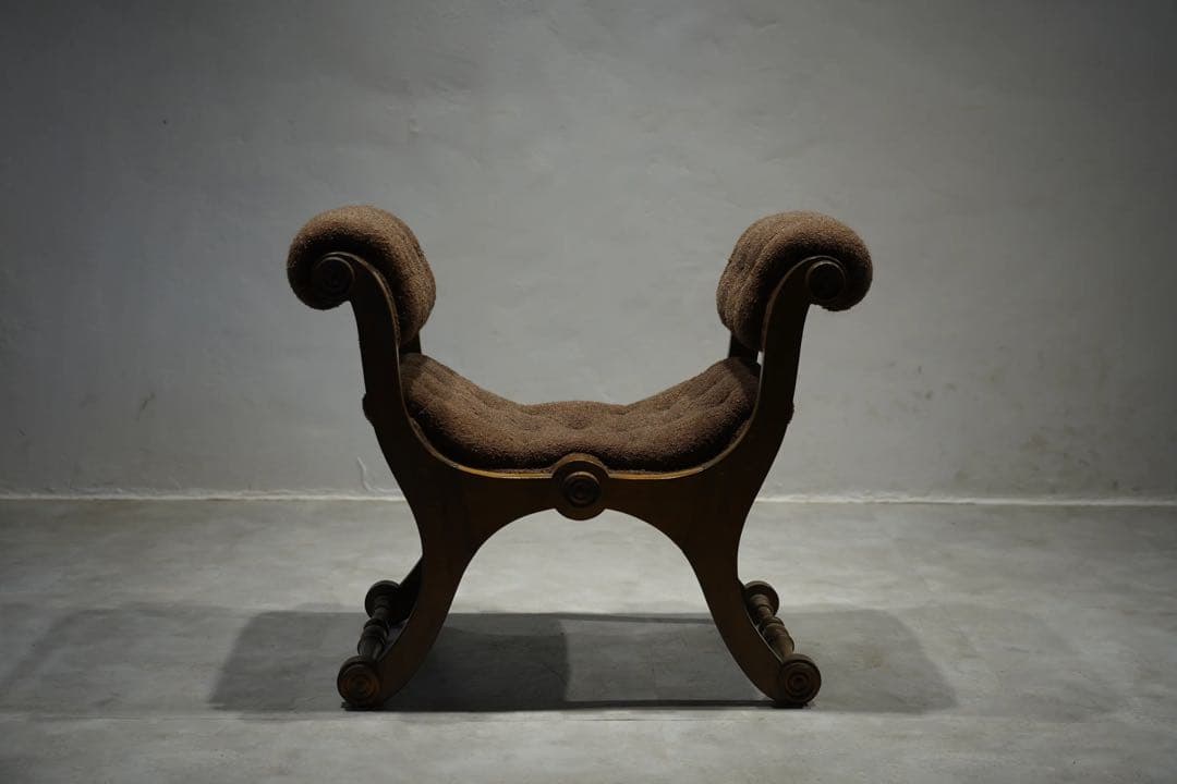 英国　オットマン　スリッパチェア　X frame chair アンティーク