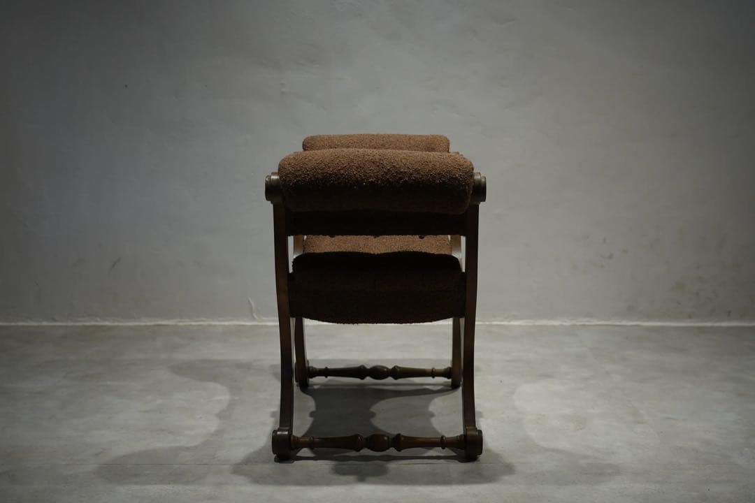 英国　オットマン　スリッパチェア　X frame chair アンティーク