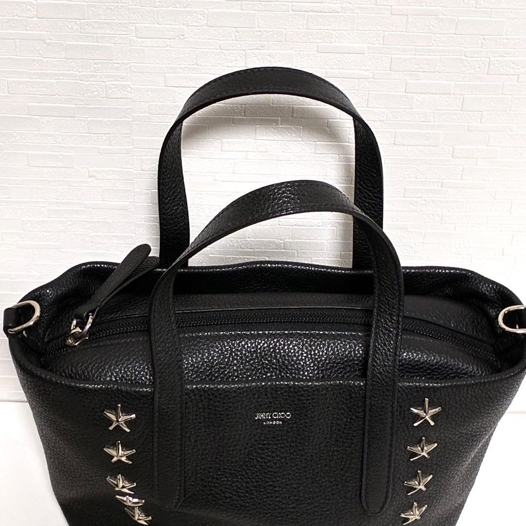 JIMMY CHOO ハンドバッグ トートバッグ ブラック レザー スタッズ