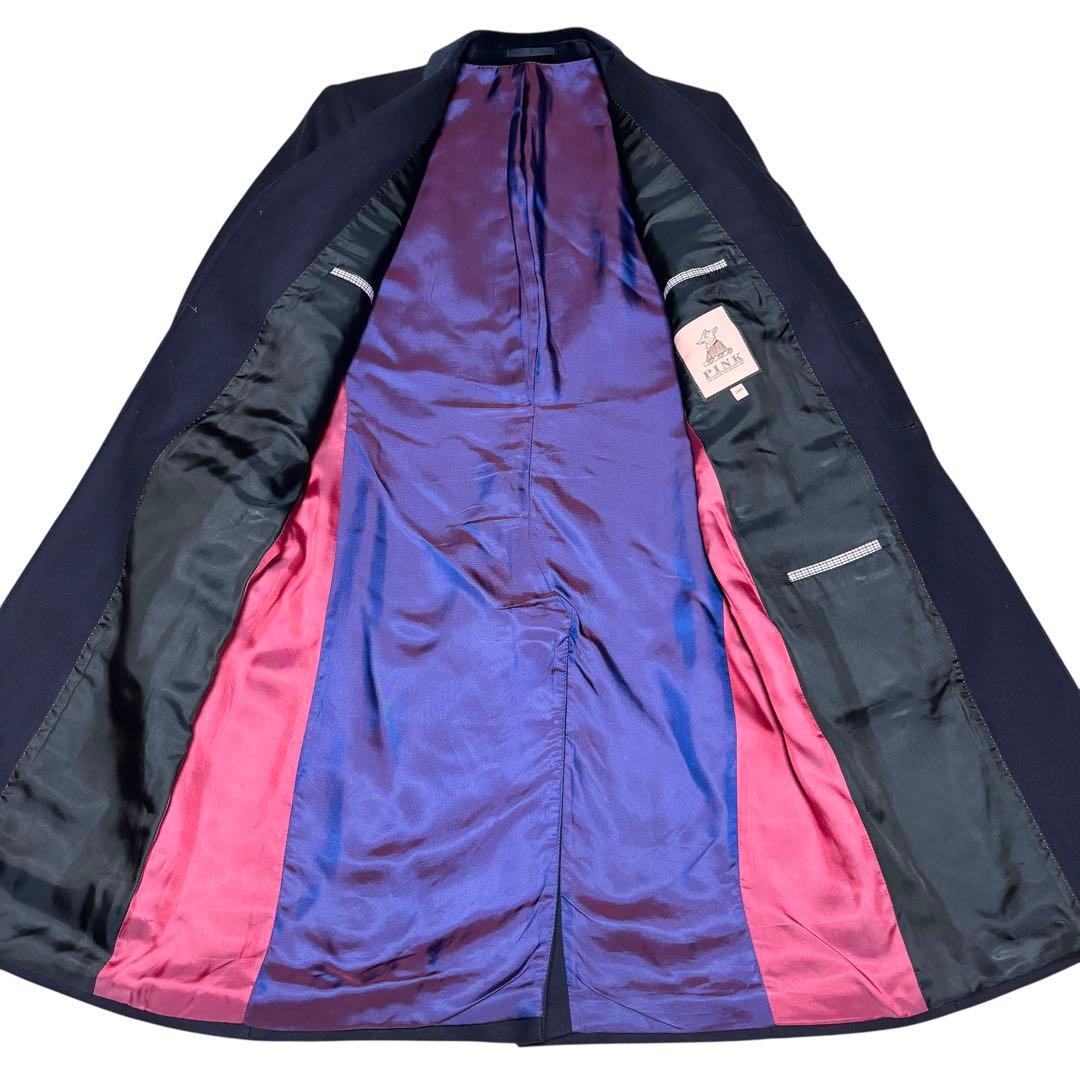 極美品 トーマスピンク カシミヤ混 チェスターコート ネイビー M相当 ロング