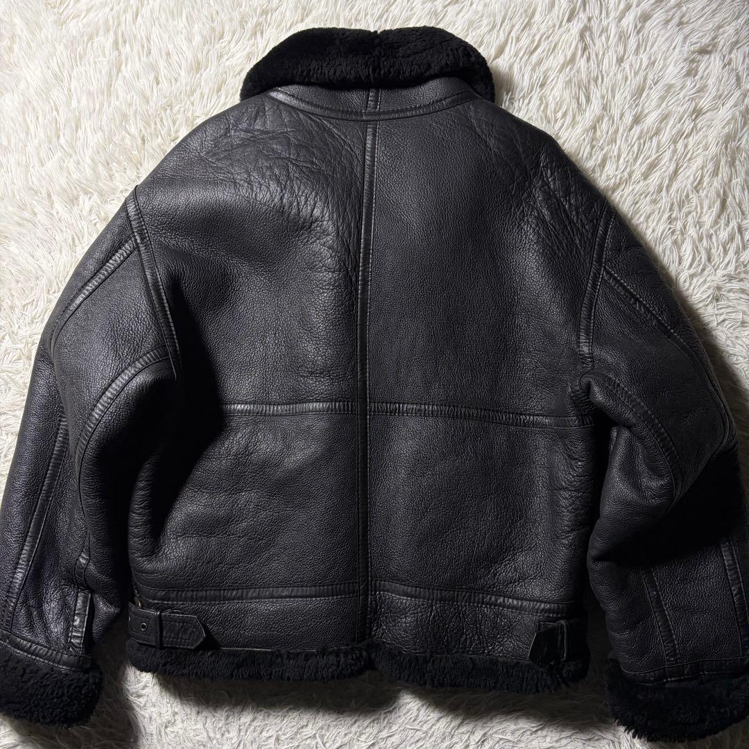 美品■ハラジュクマザー　フライトジャケット　B-3 羊革　ムートン　ブラック