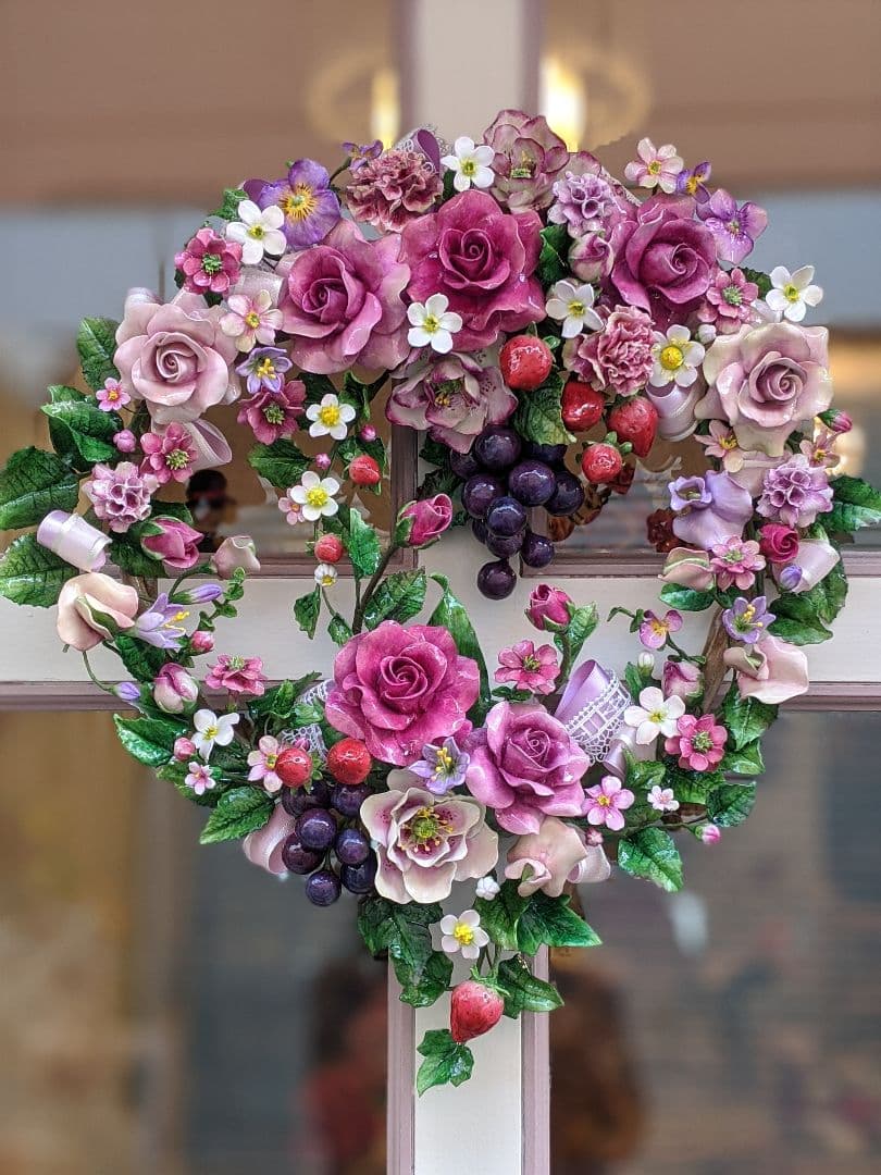 【専用】クレイフラワー♥薔薇のリース♥大きめ♥ハンドメイド